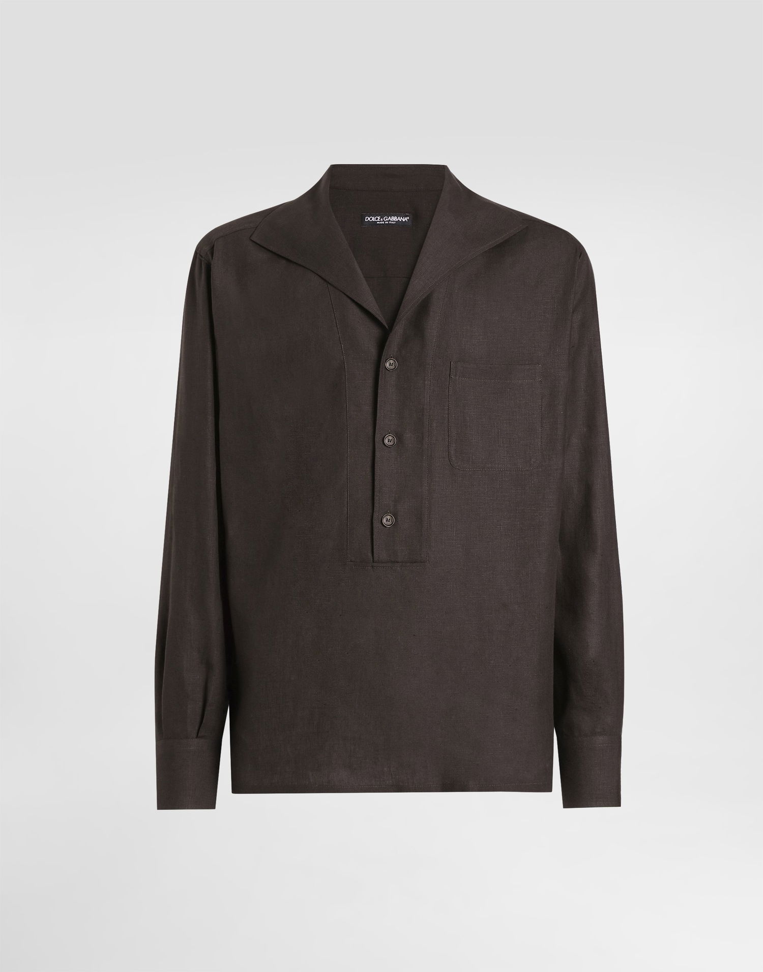 Košeľa Dolce & Gabbana Dolce & Gabbana Three-Button Linen Shirt Hnedá | G5ND3TFU4JBM3977, 0