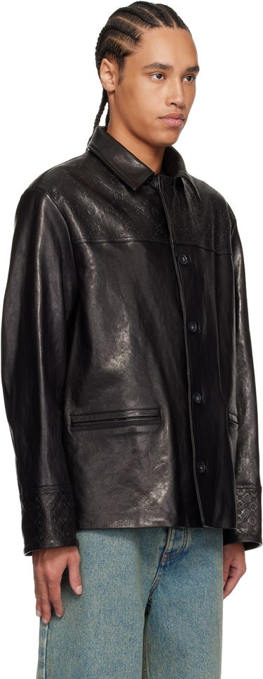 Bunda Marine Serre Marine Serre Monogram Embossed Boxy Leather Jacket Čierna | MJA065B RLEA0021, 1