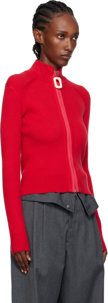 Sveter JW Anderson JW Anderson Fitted Zip-Up Sweater Čierna | KW1353-YN0398, 4