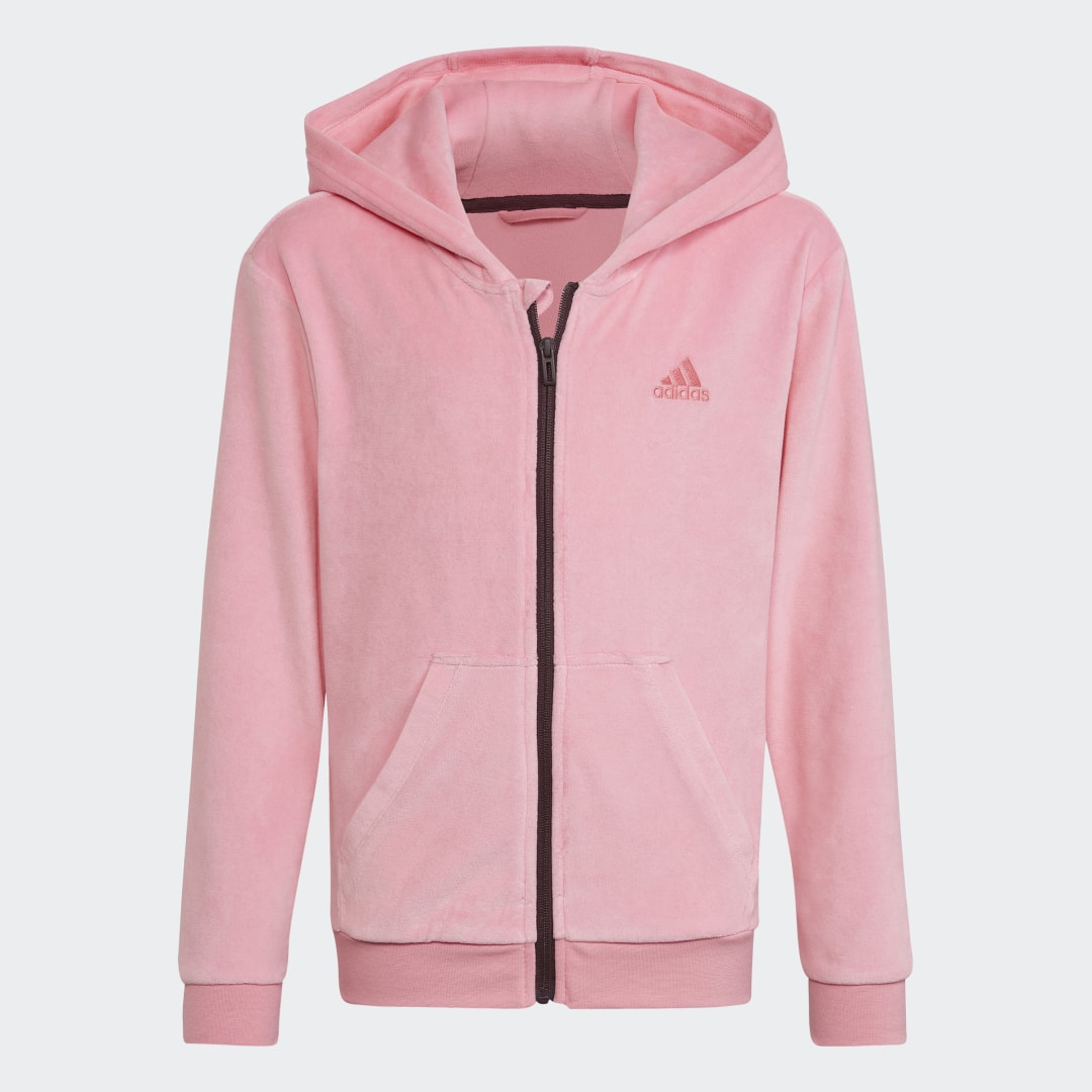 Mikina adidas Originals Lounge Velour Full-Zip Hoodie Ružová | HL2423, 0