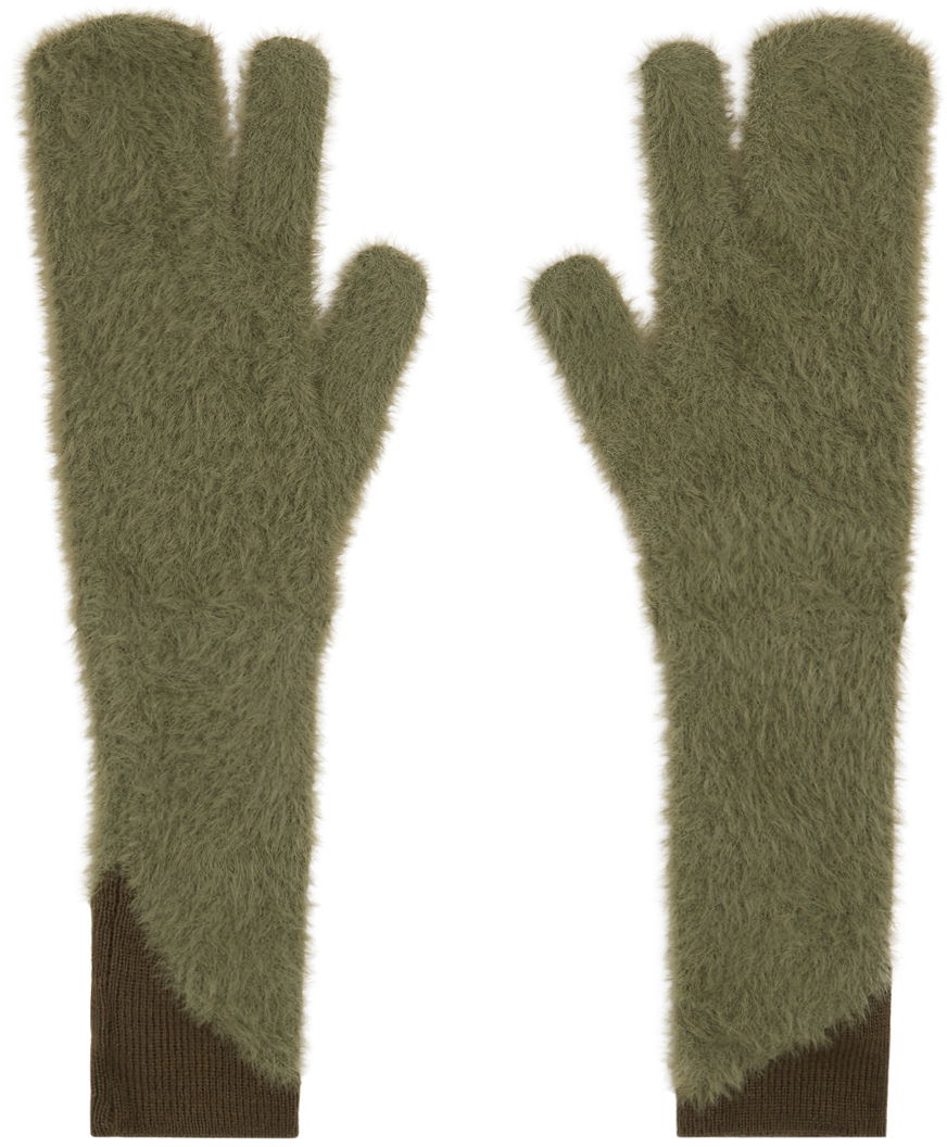 Rukavice Maison Margiela Furry Worn Out Mitts Zelené | S62TS0062 M13073, 1