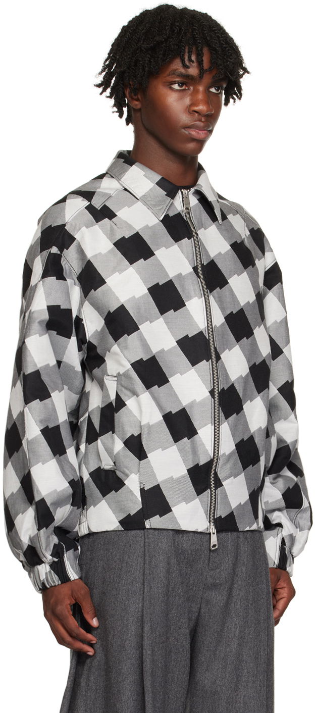 Check Print Zip-Up Jacket