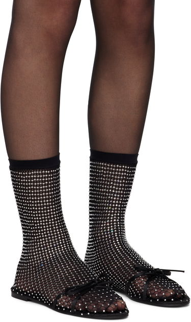 Ponožky Balenciaga Balenciaga Leopold Crystal-Embellished Mesh Ballerina Flats Čierna | 821043 W2EA2, 3