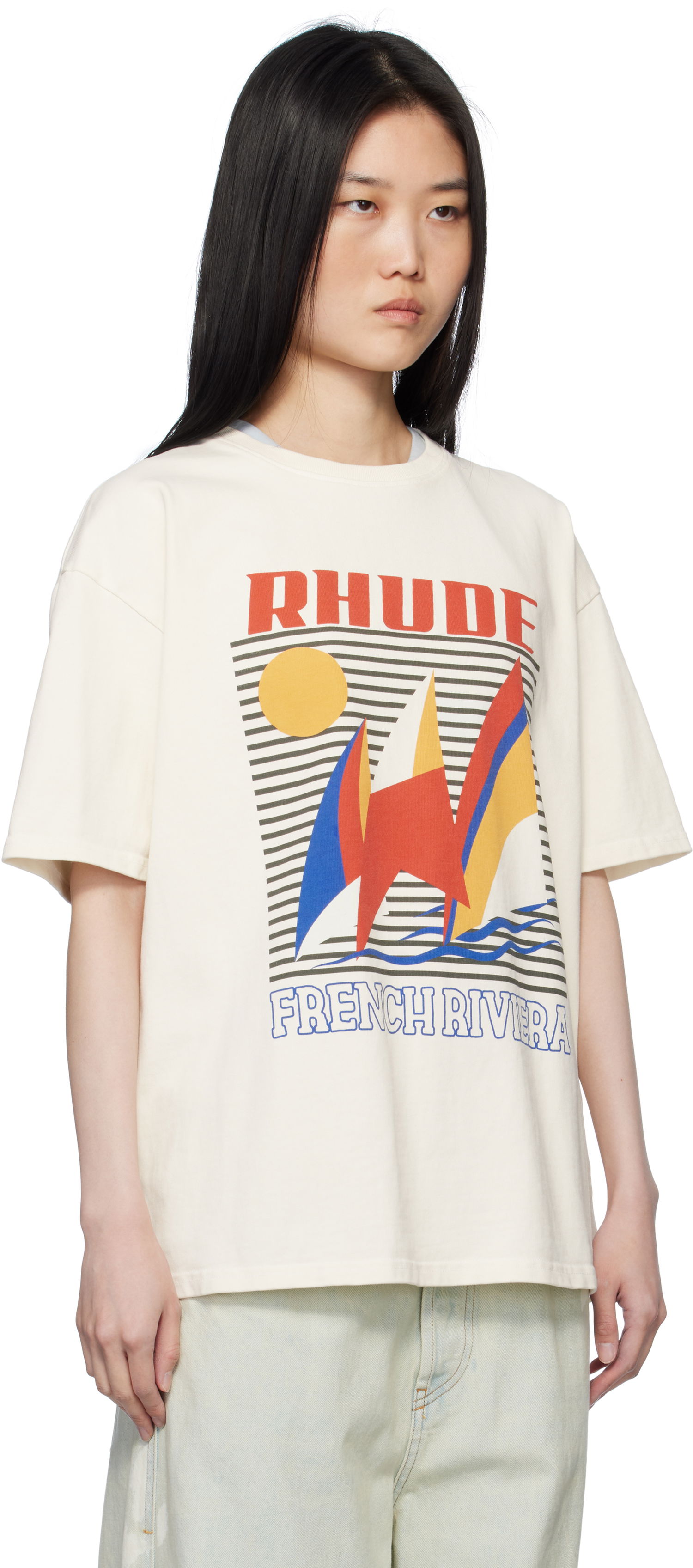 Tričko Rhude Rhude Poster Print T-Shirt Béžová | RHPS25TT10012, 1