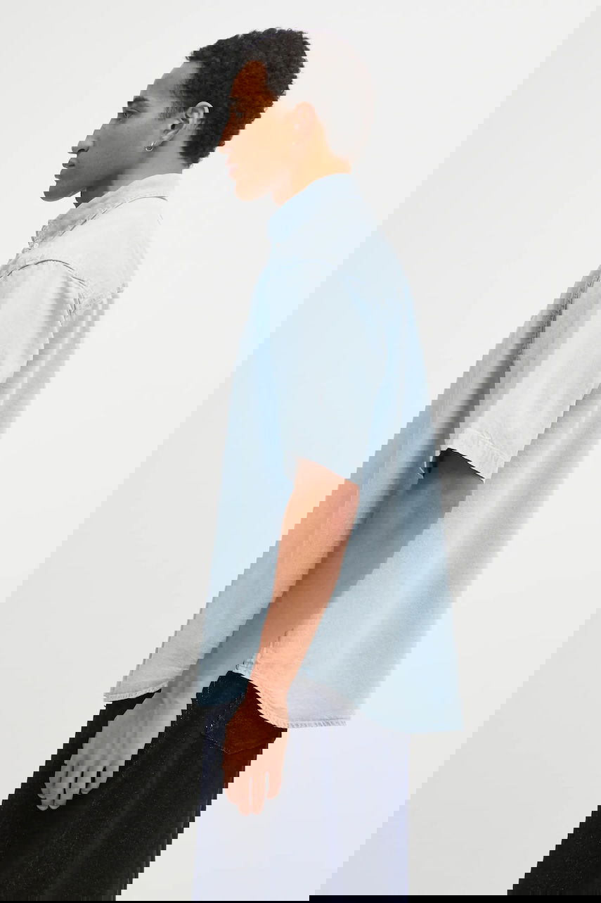 Košeľa AAPE by A Bathing Ape AAPE Now Relaxed Short-Sleeve Button-Down Denim Shirt Modrá | AAPSRM8515XXO, 1