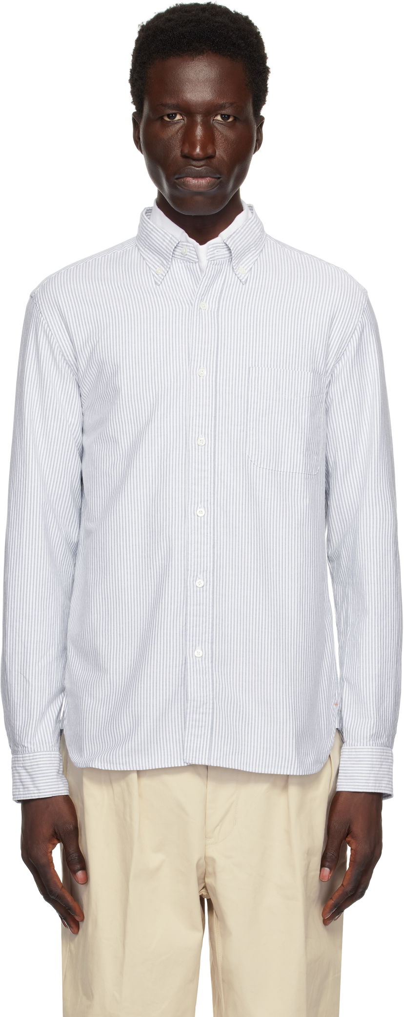 Košeľa BEAMS BEAMS PLUS BD Oxford Candy Stripe Shirt Modrá | 38110012139