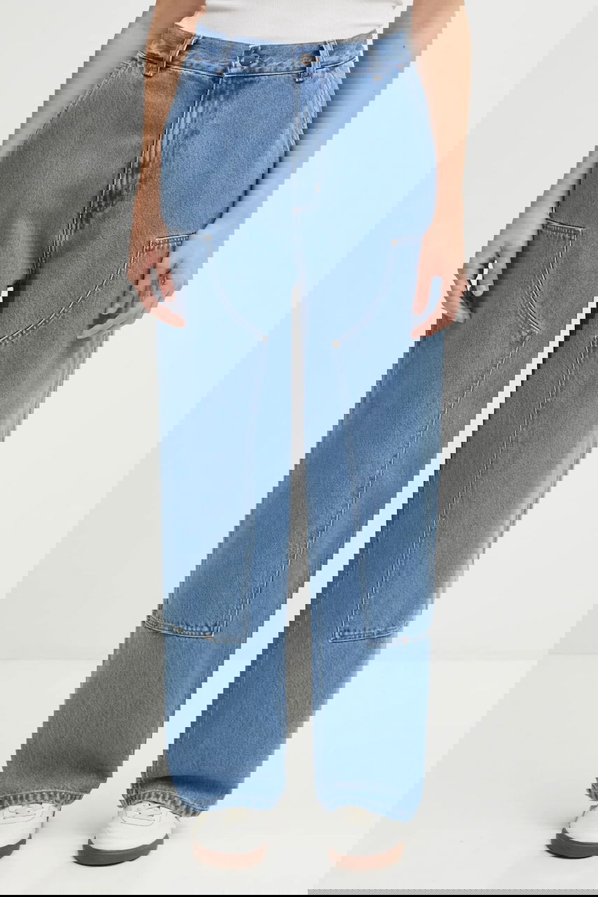 Džínsy Carhartt WIP Brandon Double Knee Pant high waist Modrá | I034635.112, 0