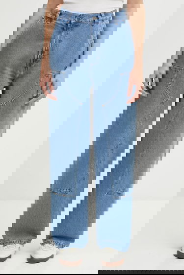 Džínsy Carhartt WIP Brandon Double Knee Pant high waist Modrá | I034635.112, 0