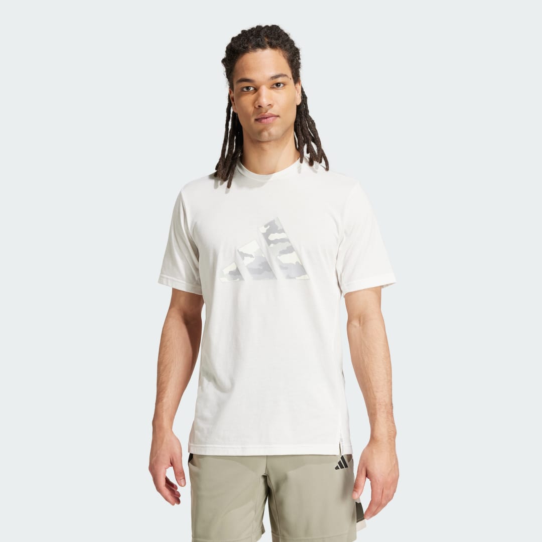 Tričko adidas Performance Training Camo Graphic Logo Tee Biela | IW8489, 0