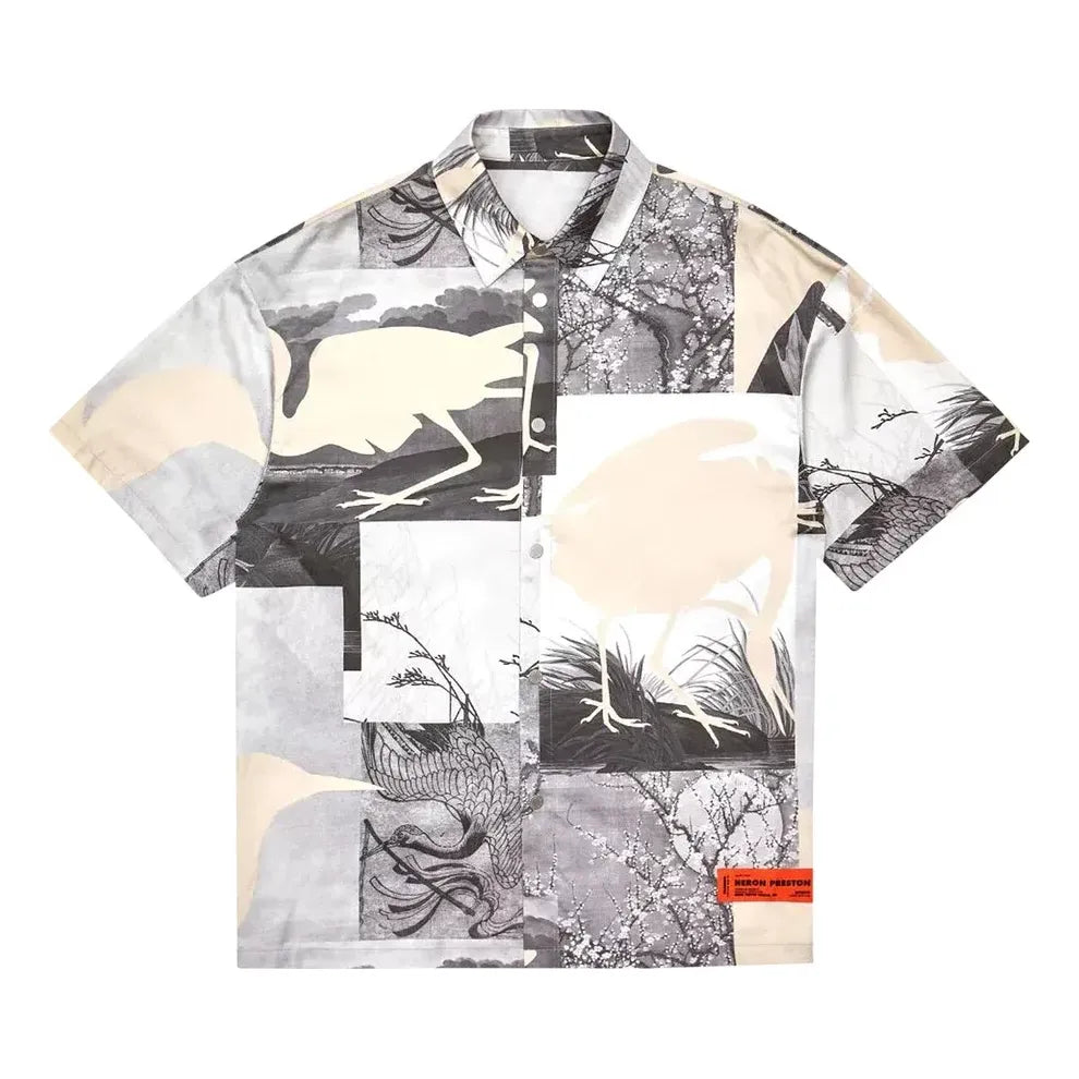 Košeľa HERON PRESTON Heron Preston Cut Out Graphic Print Bowling Shirt Biela | HMGA027S21FAB0021001, 0