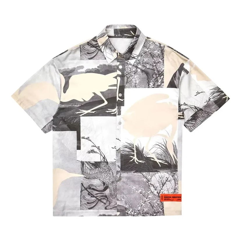 Košeľa HERON PRESTON Heron Preston Cut Out Graphic Print Bowling Shirt Biela | HMGA027S21FAB0021001