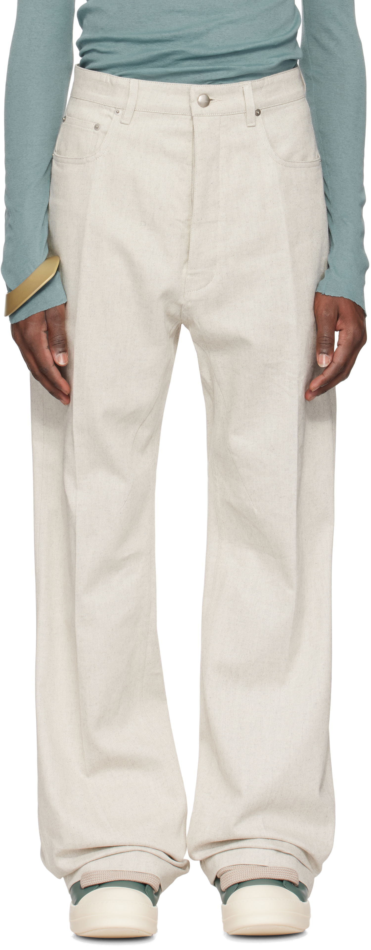 Nohavice Rick Owens Rick Owens Hollywood Geth Jeans Béžová | RU01E5333 DRD, 0