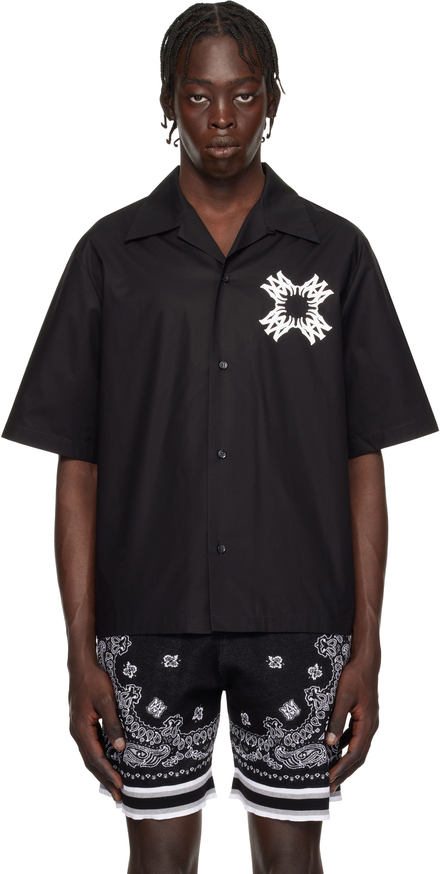 Košeľa AMIRI Quad Logo Print Bowling Shirt Čierna | AMSTCA1075, 0