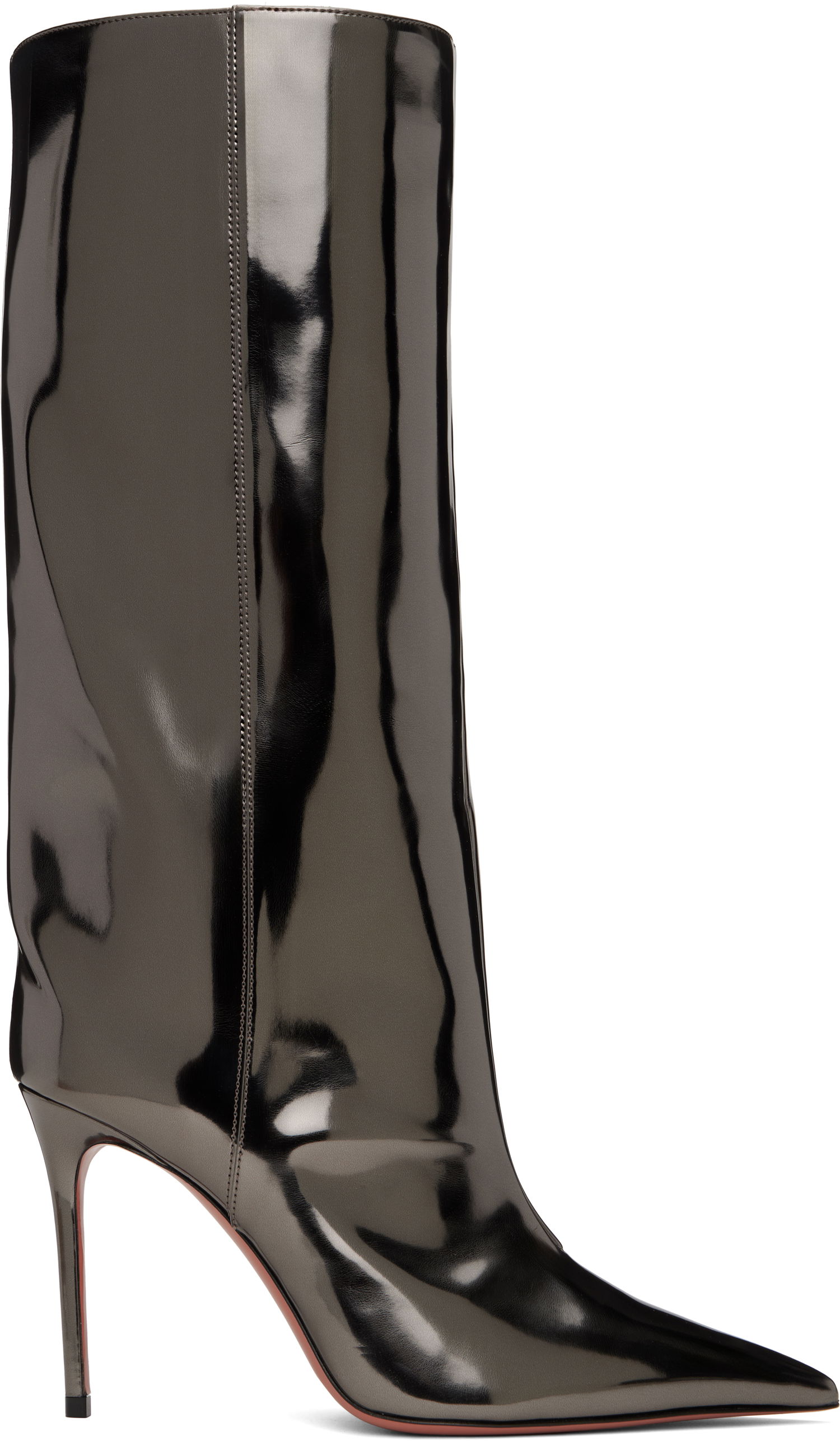 Tenisky a topánky Amina Muaddi Fiona 95 Metallic Leather Tall Boots Čierna | FIONA BOOT 95, 0