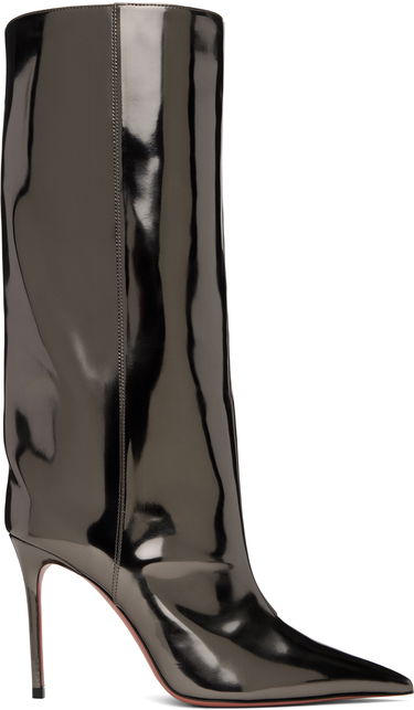 Tenisky a topánky Amina Muaddi Fiona 95 Metallic Leather Tall Boots Čierna | FIONA BOOT 95, 0