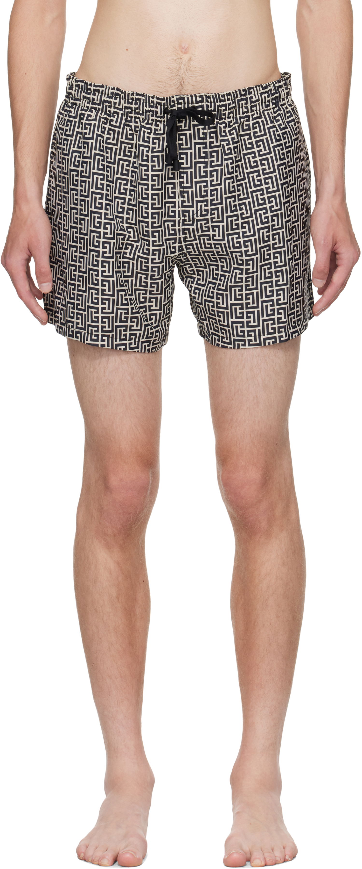 Plavky Balmain Balmain Monogram Swim Shorts Béžová | BWB641500, 0