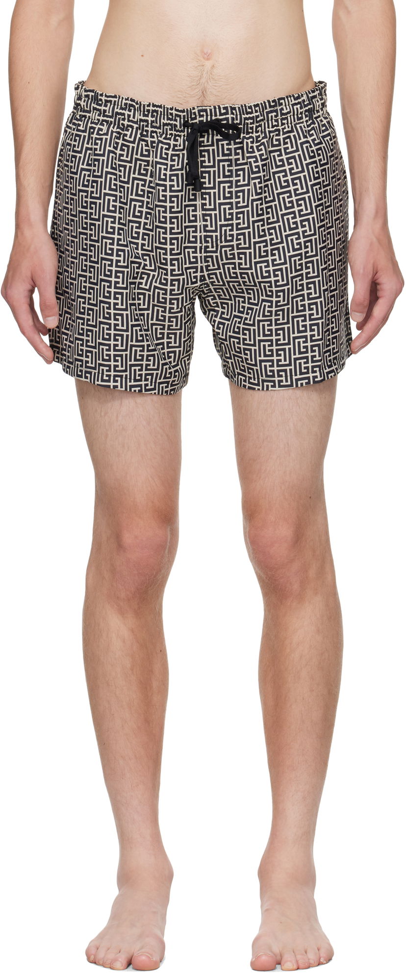 Plavky Balmain Balmain Monogram Swim Shorts Béžová | BWB641500