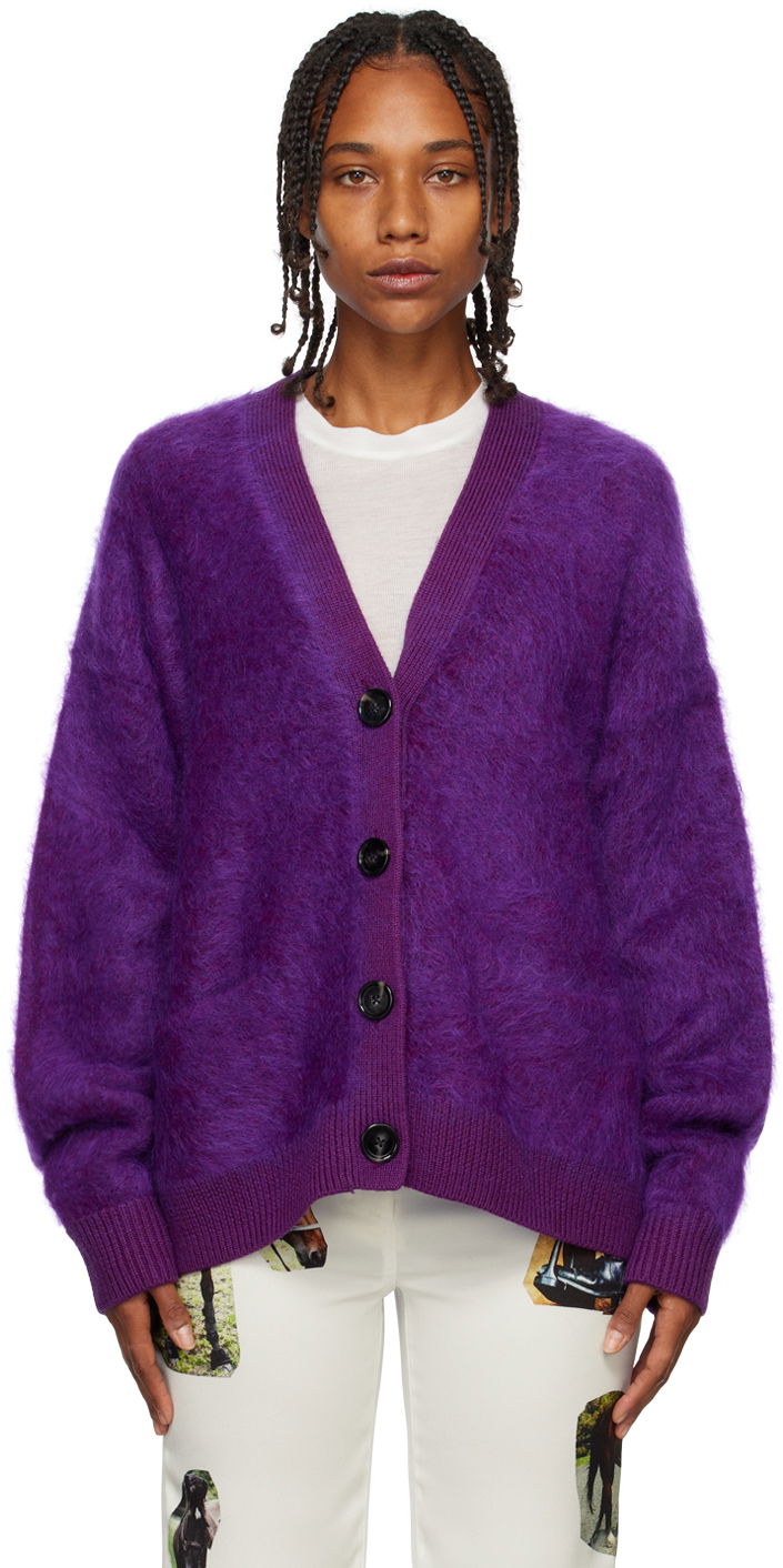 Sveter Acne Studios Brushed Cardigan Fialová | A60385-, 0