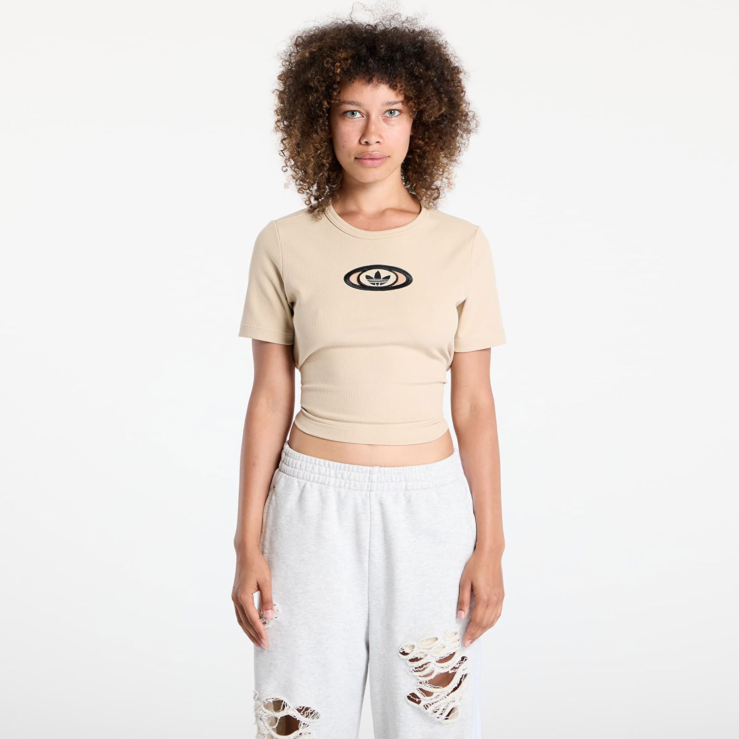 Crop Top adidas Originals adidas Originals Campus 2000 Back Cut Out Rib Cropped T-Shirt Béžová | KC8803, 0