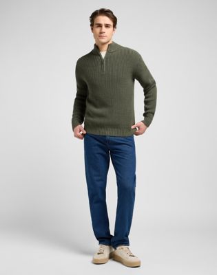 Sveter Lee Relaxed Half Zip Knit Sweater Zelené | 112370539, 1