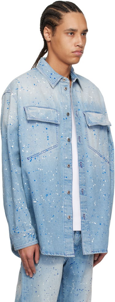 Košeľa Off-White Off-White Paint Splatter Denim Shirt Modrá | OMYD05HS25DEN0024684, 1