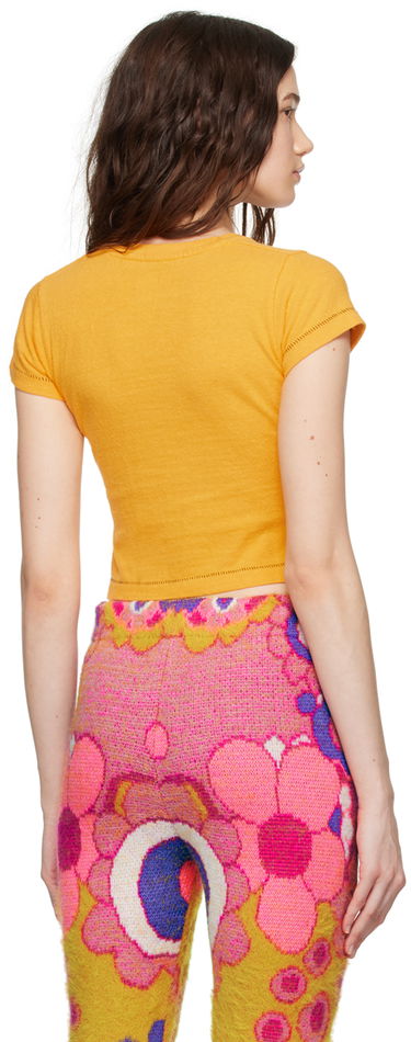 Crop Top ERL Printed Cropped T-Shirt Žltá | ERL07T102, 2