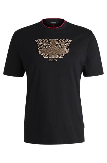 Tričko BOSS BOSS Creation of the Gods T-Shirt with Taotie Embroidery Čierna | 50533822, 0