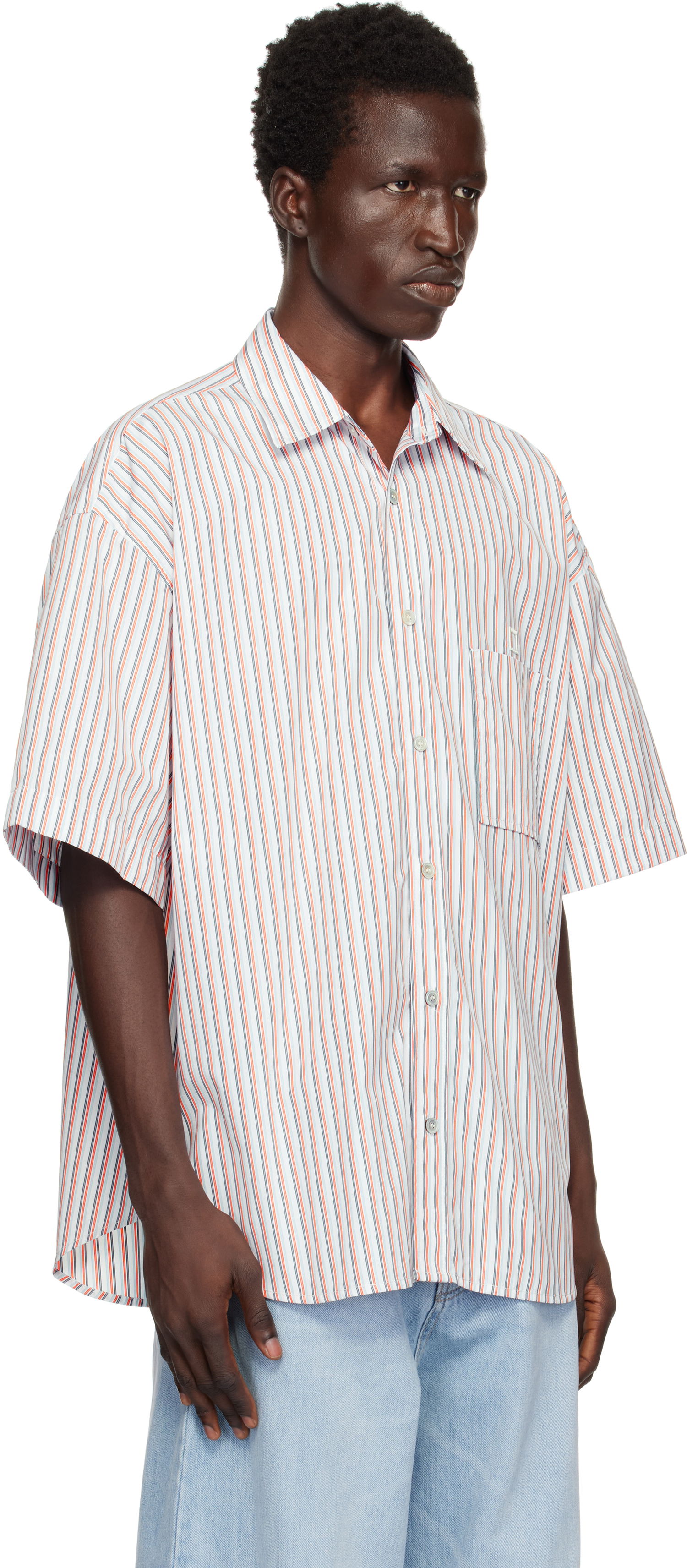 Košeľa WOOYOUNGMI WOOYOUNGMI Striped Short Sleeve Shirt Biela | W243SH01, 1