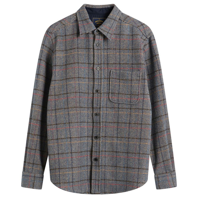 Košeľa Portuguese Flannel Flannel Herringbone Plaid Overshirt Rôznofarebný | AW25076-GRY