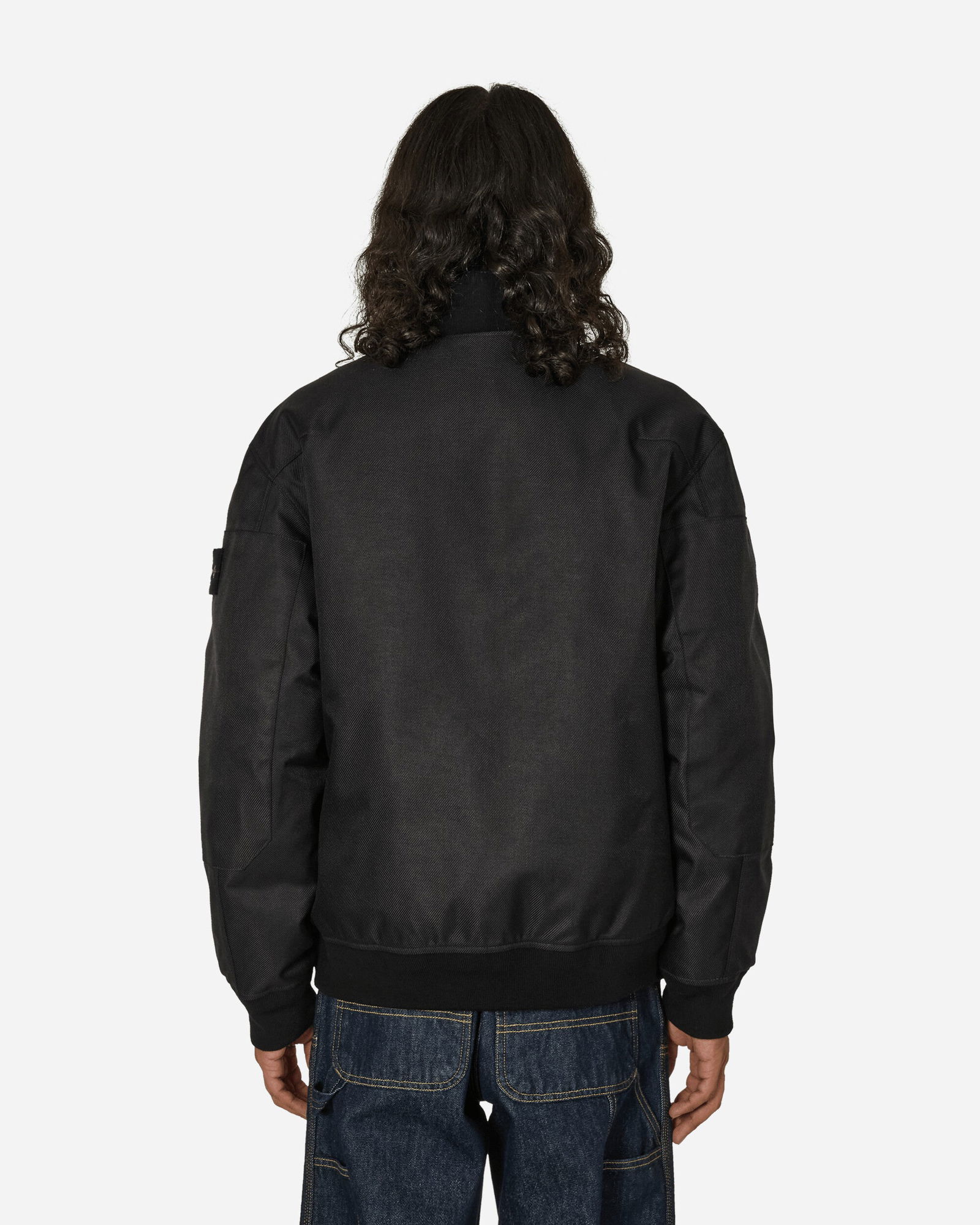 Diagonal Nylon Down Bomber Jacket Black