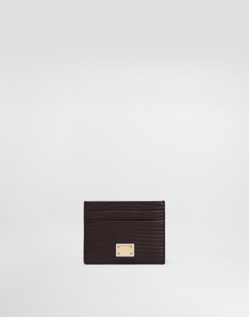 Peňaženka Dolce & Gabbana Dolce & Gabbana Iguana-Print Leather Card Holder Hnedá | BI0330A109580342