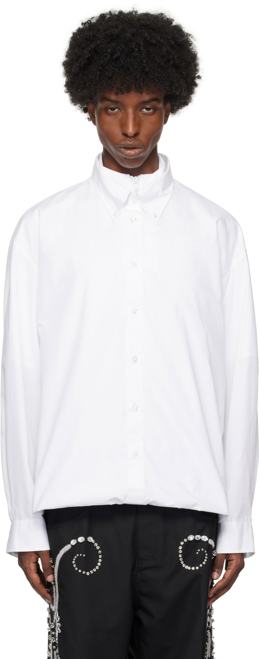 Košeľa Bluemarble Double-Layered Foldover Long Sleeve Shirt Biela | SH37 PO21B24 WHT