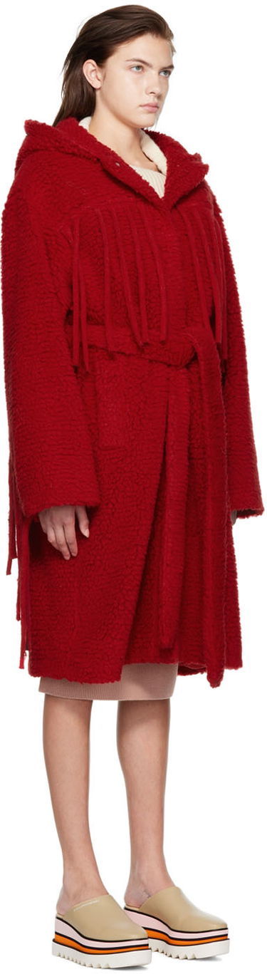 Kabáty Stella McCartney Stella McCartney Women's Hooded Teddy Coat Červená | 6800063AU606, 1