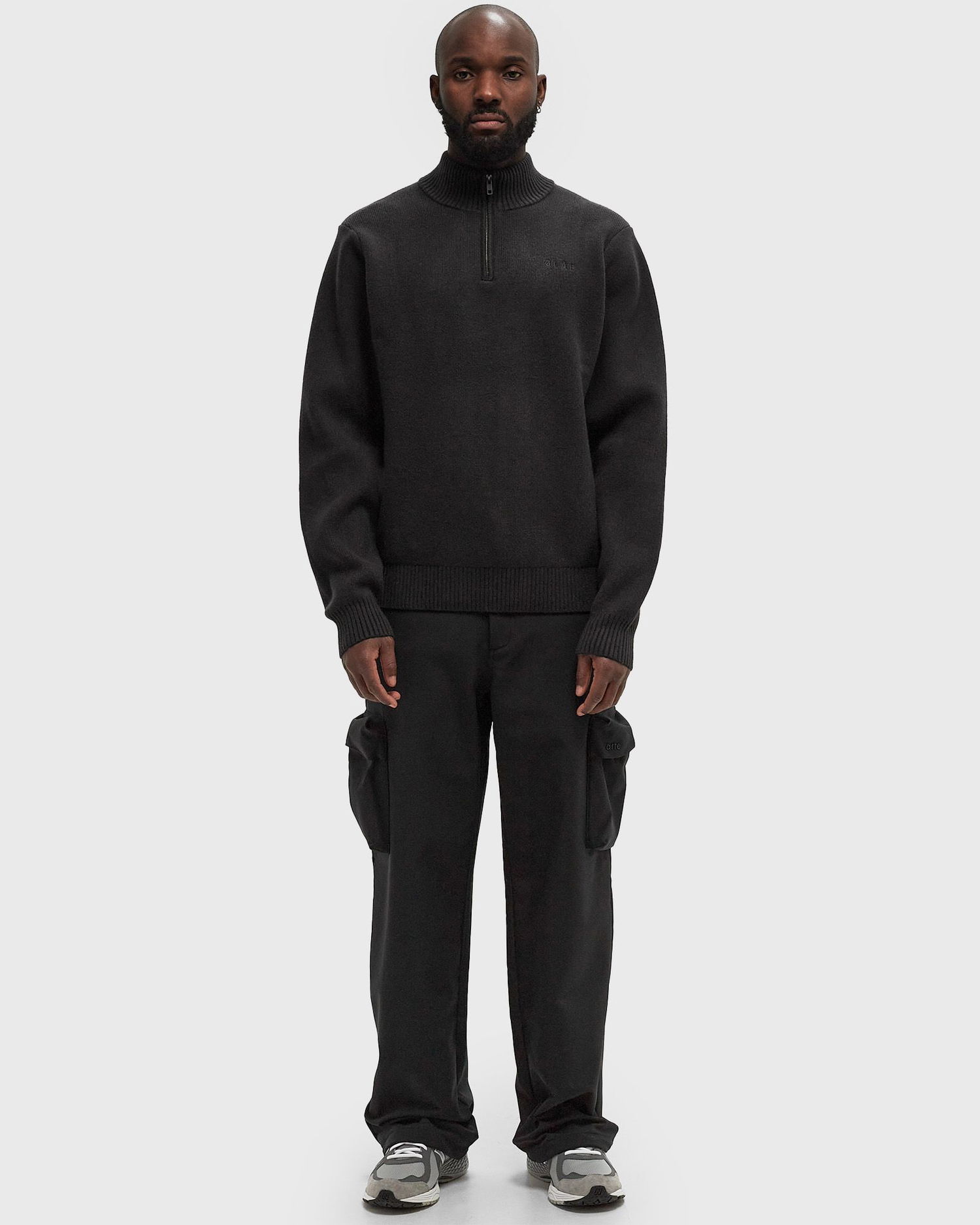 Sveter ØLÅF Knitted Drift Mock Neck Sweater Čierna | M180702-CHARCOAL, 1