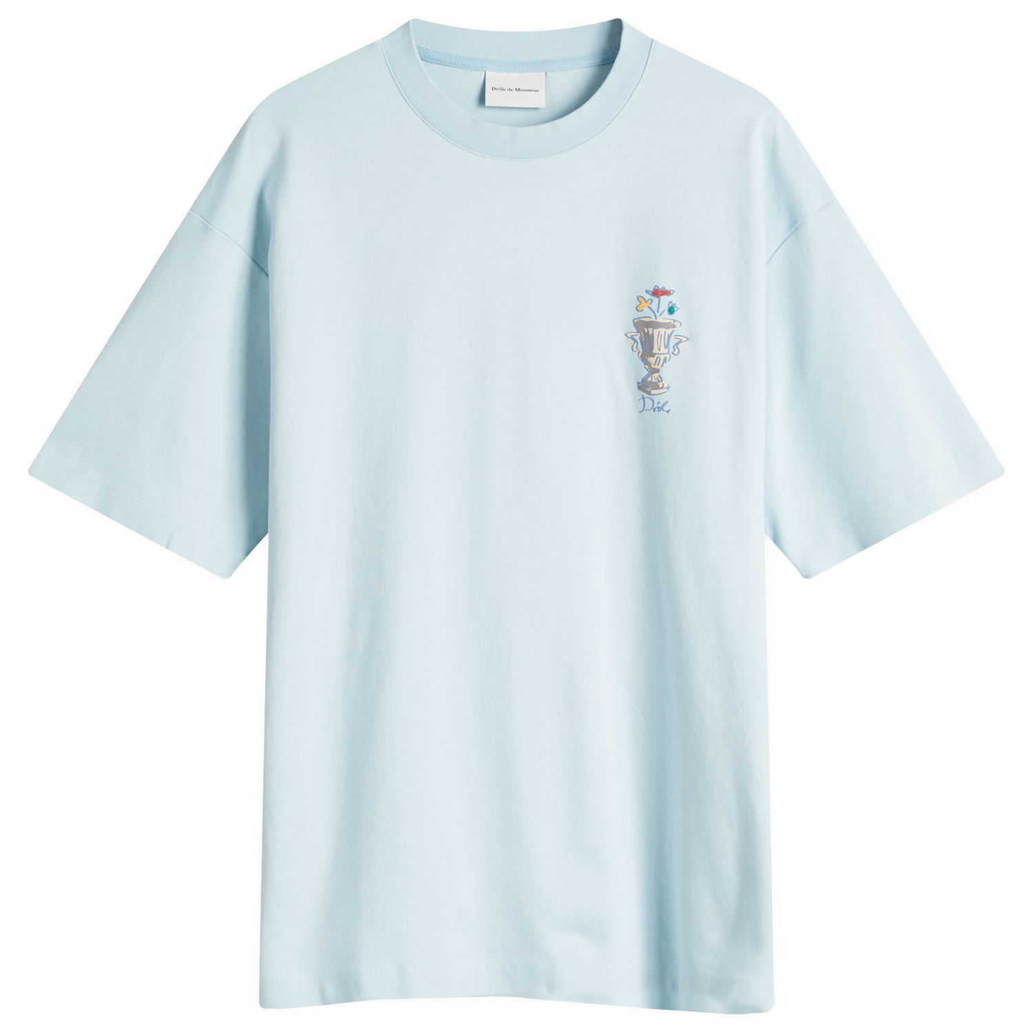 Tričko Drôle de Monsieur Drôle de Monsieur Vase Logo T-Shirt, Size Small Modrá | F-TS225-CO002-LBE, 0