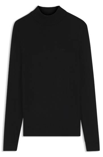 Sveter BOSS Wool-blend rollneck sweater with embroidered logo Čierna | 50501761