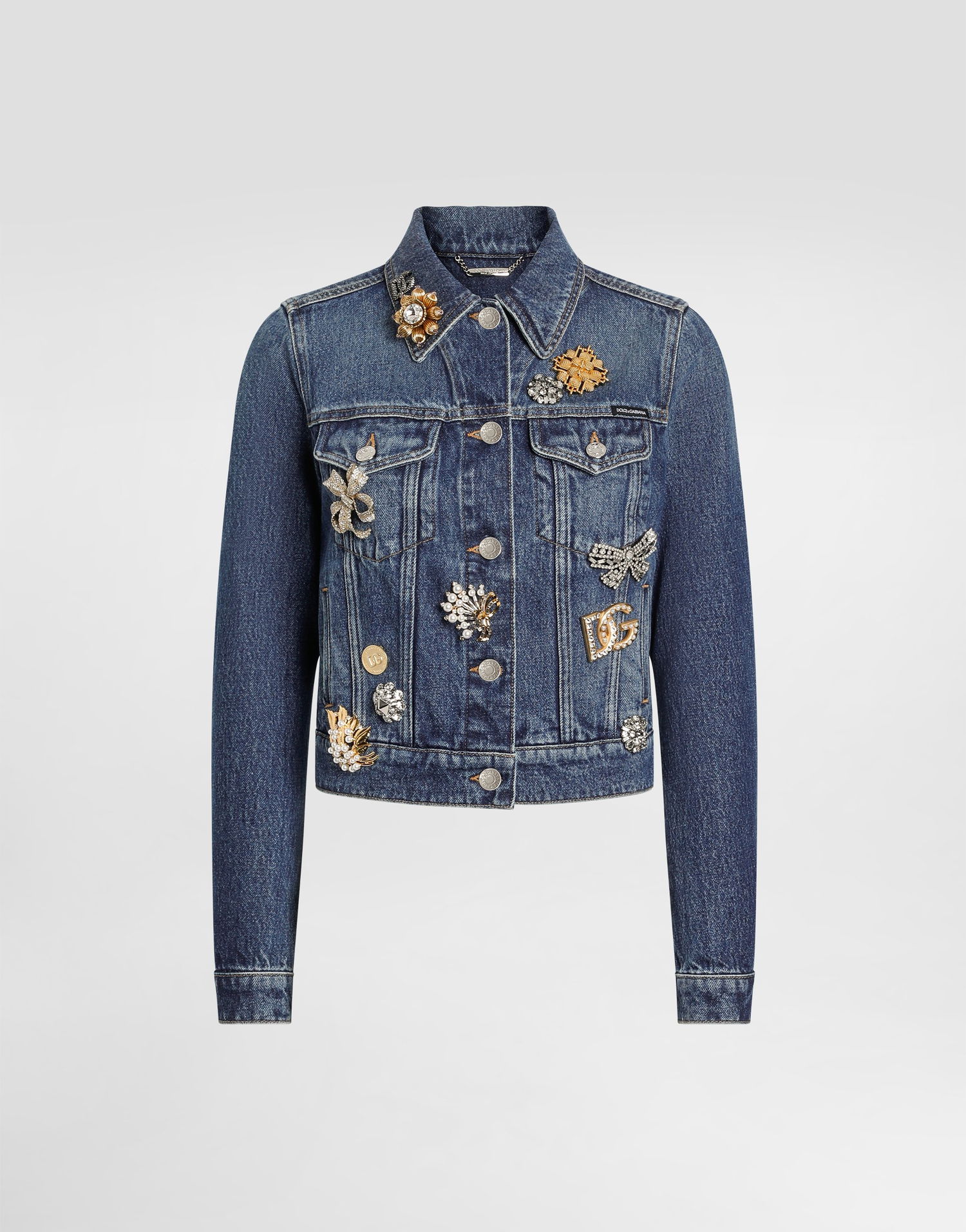 Bunda Dolce & Gabbana Dolce & Gabbana Embellished Denim Jacket Modrá | F9I46ZG8NC7S9001, 0