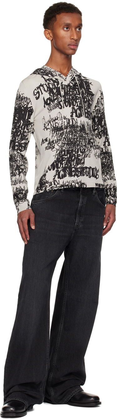 Sveter Acne Studios Acne Studios Printed Hoodie Šedá | B60336-, 3