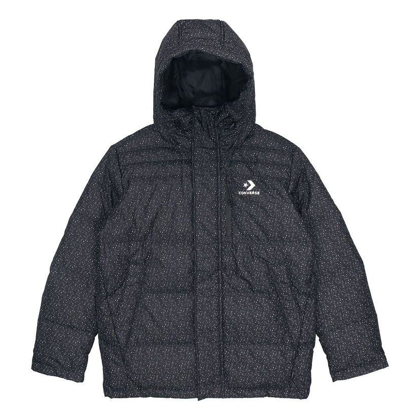 Prešívaná bunda Converse All-Over-Print Down Fill Puffer Jacket Čierna | 10019322-A02