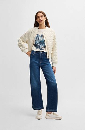 Tričko BOSS BOSS Oversized-Fit T-Shirt with Floral Print Biela | 50534814, 1