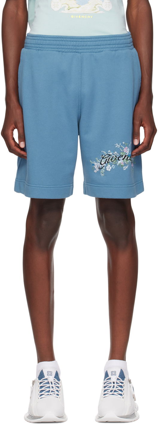 Šortky Givenchy Blue Floral Logo Shorts Modrá | BM515J3YMU495, 0
