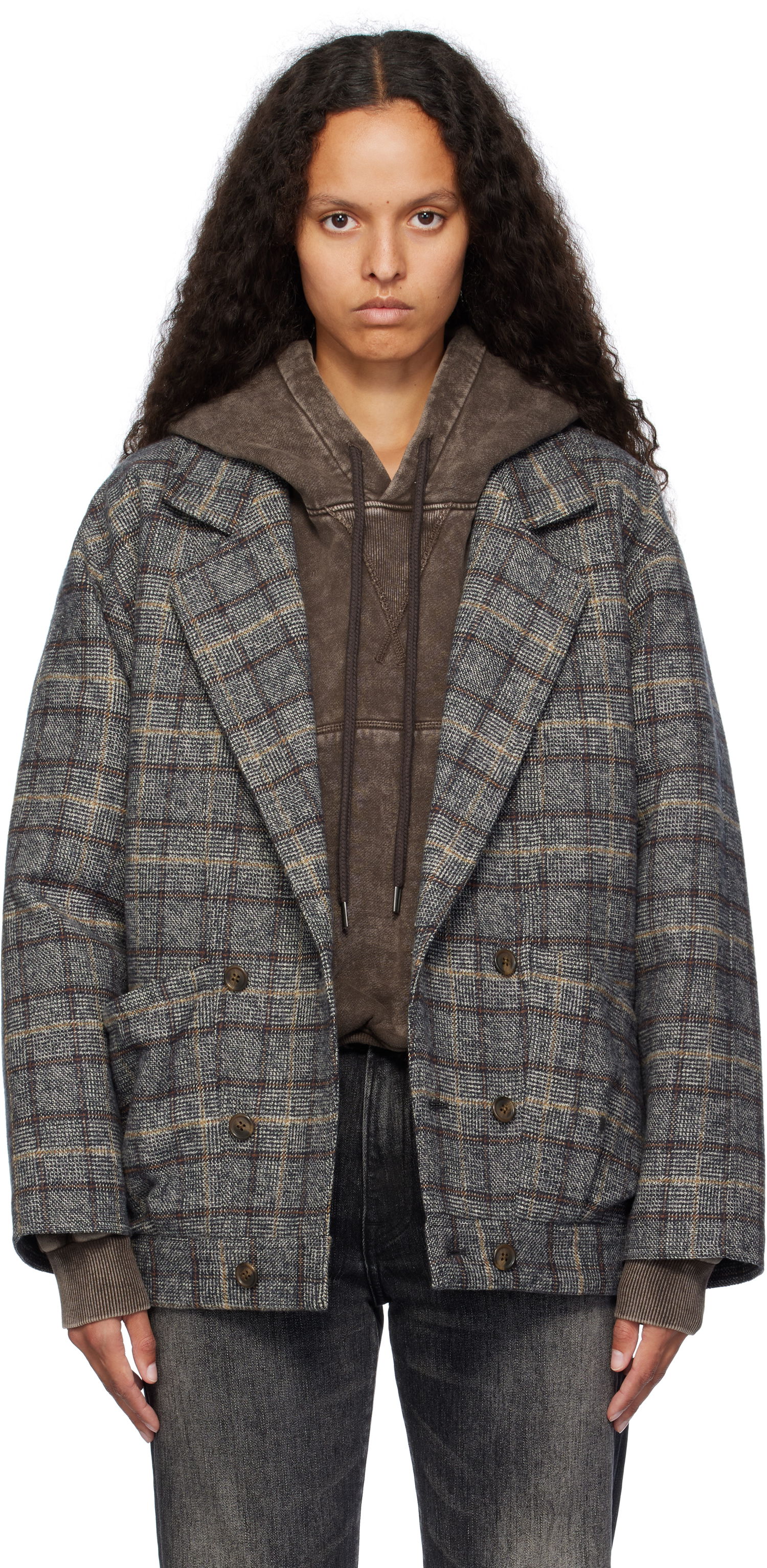 Bunda R13 R13 Double-Breasted Plaid Jacket Rôznofarebný | R13WR338 R432A, 0