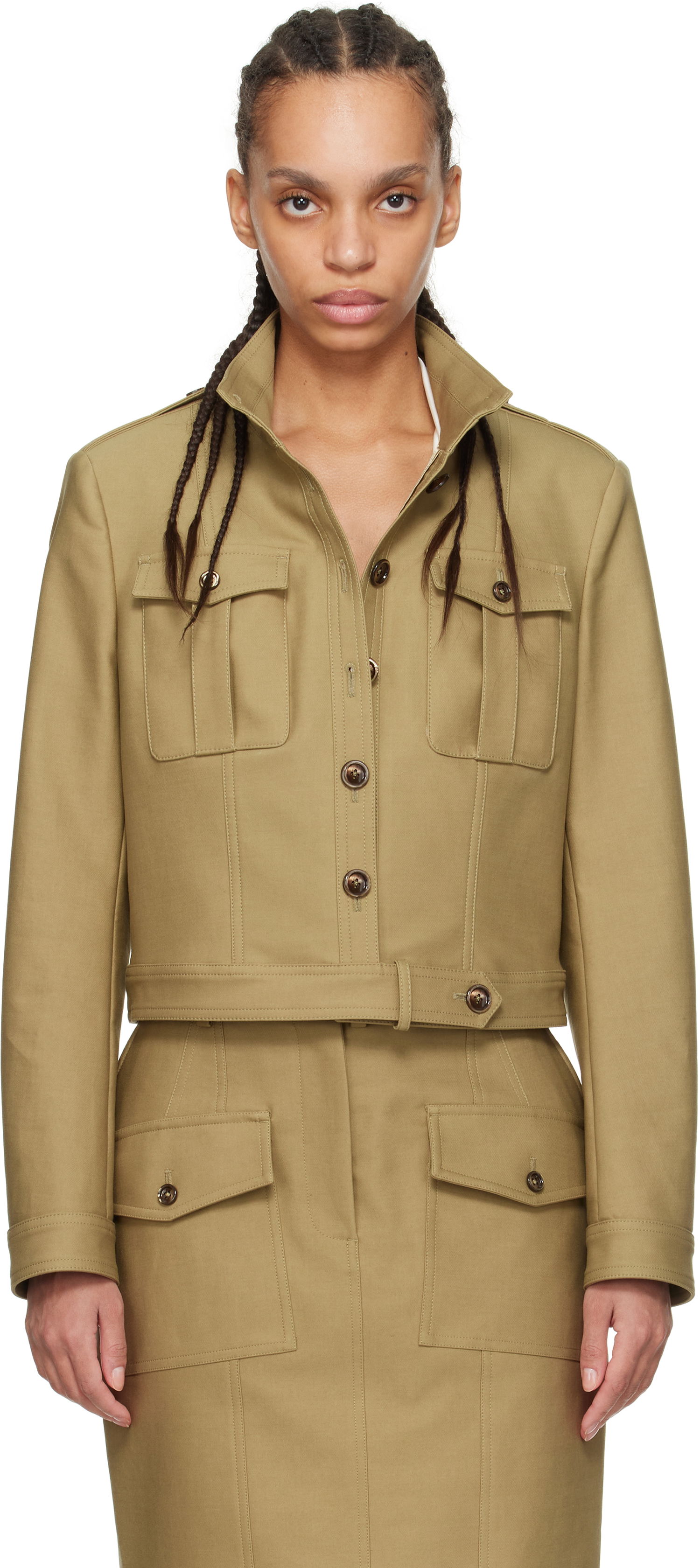 Bunda Tom Ford TOM FORD Cropped Safari Jacket Béžová | CS1267-FAX1402, 0