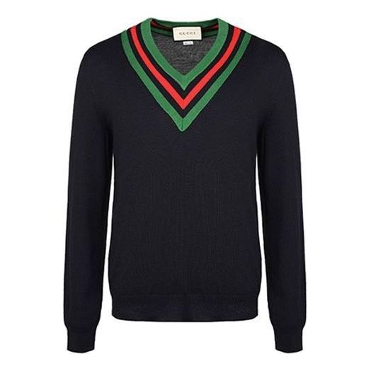Sveter Gucci Web V-Neck Sweater Modrá | 576802-XKAUK-4548, 0