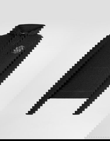 Mikina Dolce & Gabbana Smooth Cashmere Hoodie with Embroidered Milano Crest Čierna | GXX20ZJBWIRN1254, 0