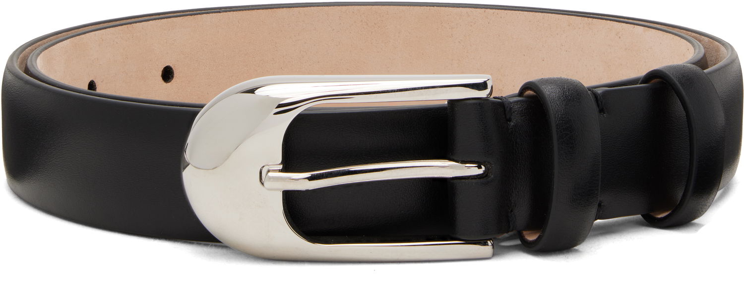 Opasok Khaite Polished Leather Dome Belt Čierna | 10106-763, 0