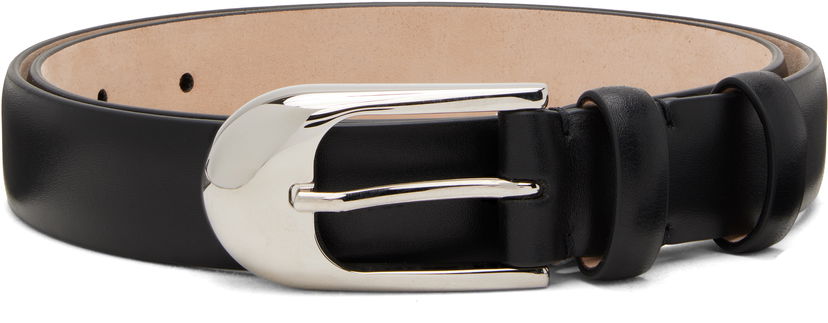 Opasok Khaite Polished Leather Dome Belt Čierna | 10106-763
