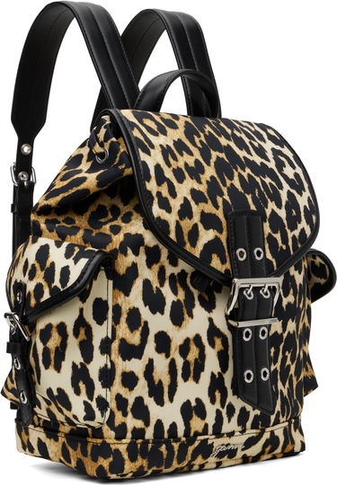 Batoh GANNI Ganni Leopard Print Small Nylon Bucky Backpack Béžová | A6617, 1