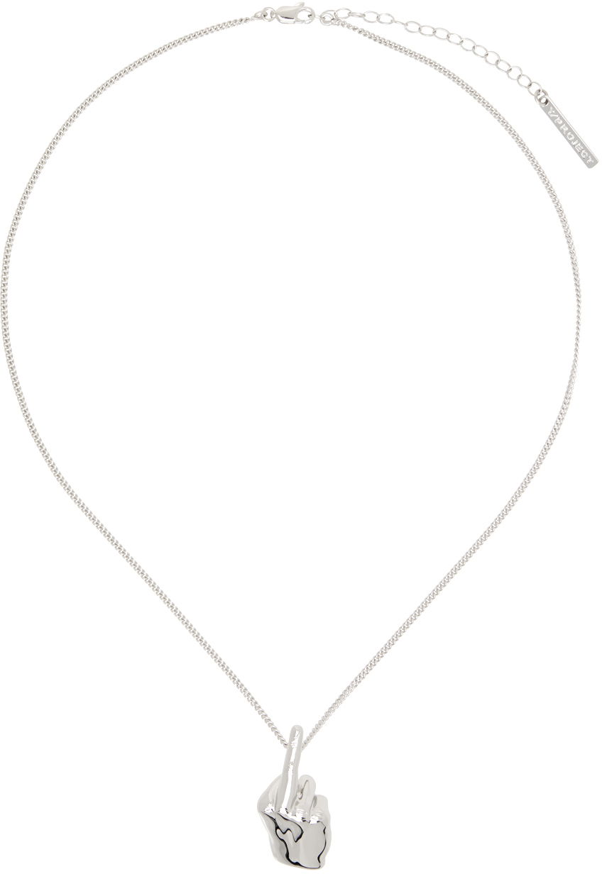 Náhrdelník Y/PROJECT Silver Mini Fuck You Pendant Necklace Metalická | 640NE008, 0