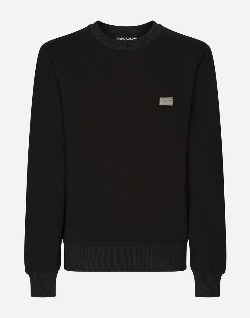 Mikina Dolce & Gabbana Jersey Sweatshirt With Branded Tag Čierna | G9ABJTG7F2GB0665